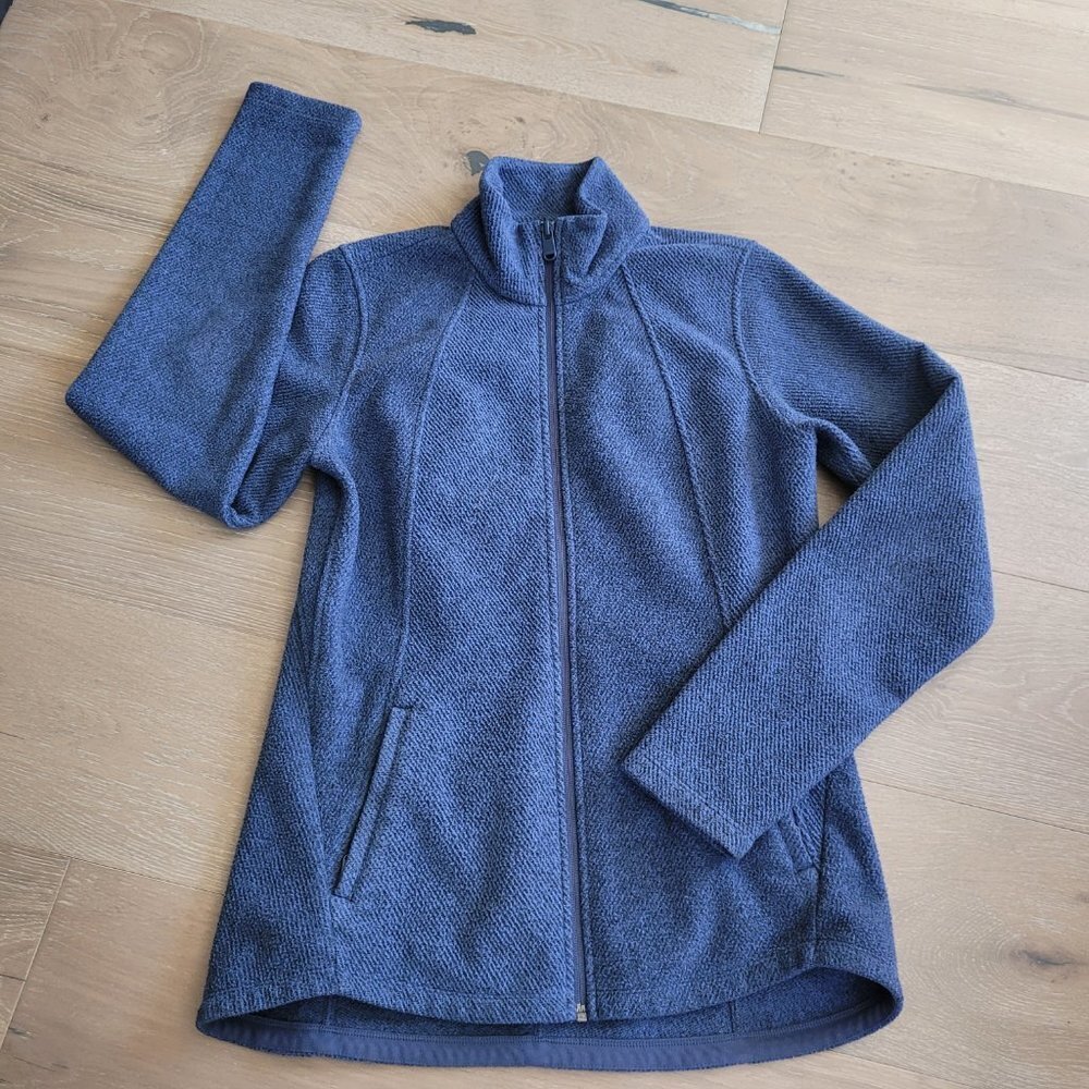 EUC Athleta Jacket Women's sz S Blue Stroll Fleece Full Zip Up Sweater